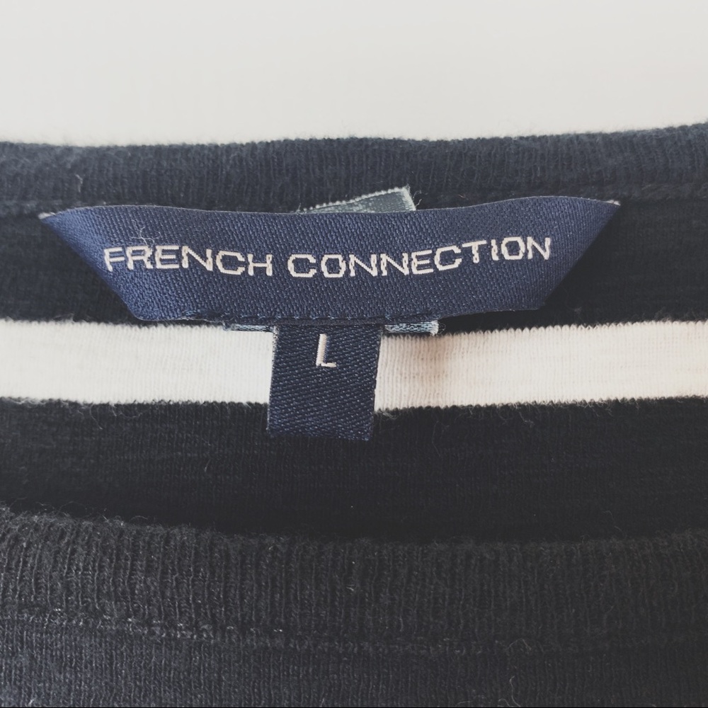 FRENCH CONNECTION Striped Boat Neck Top - L - Picture 4 of 5